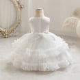thumbnail image 5 of Jalioing Birthday Party Princess Dress for Little Girl Bowknot Tulle Skirt Toddler Girls Puffy Dresses (7-12 Months, White), 5 of 6