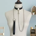 thumbnail image 2 of Xinwanna Women Faux Leather Collar Leash Chain Decor Adjustable Erotic Lover Necklace Cosplay Nightclub Party Choker Individual Neck Jewelry (Type A), 2 of 13