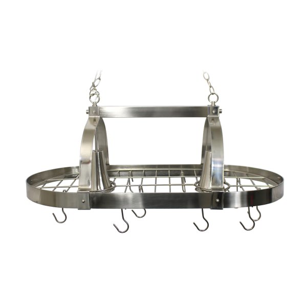 Elegant Designs Brushed Nickel 2 Light Kitchen Pot Rack with Downlights