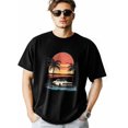 thumbnail image 2 of Camisetas para hombre, camisetas de manga corta con paisaje de coche y atardecer, camisetas de cuello redondo para hombre, 2 of 8