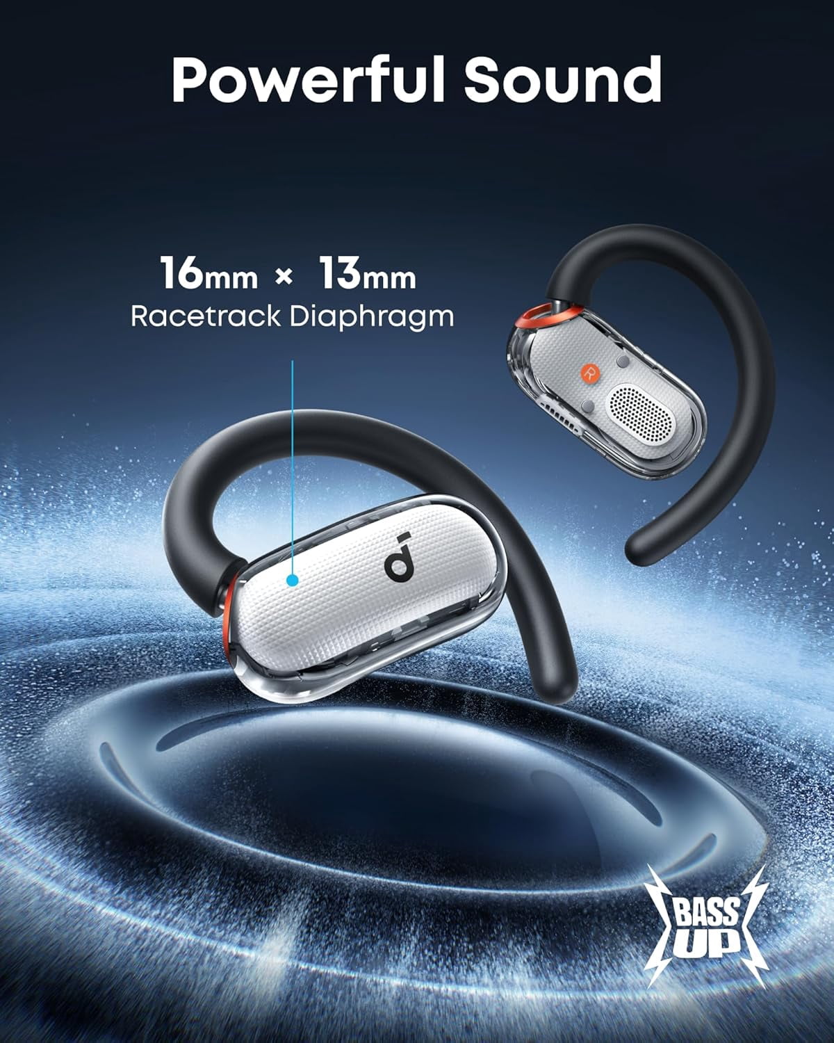Soundcore V40i Open-Ear Headphones, 4-Size Adjustable Fit, AI Clear Calls, 21H Playtime, Richer Bass, IP55, Bluetooth 5.4