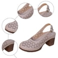 thumbnail image 6 of Rokment Platform Dressy Sandals for Women Ladies Spring Summer Elegant Casual Flower Hollow out Leather Closed Toe Chunky Block High Heels Slingback Dress Shoes Beige Size 6, 6 of 8