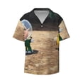 thumbnail image 2 of Lsque Pikmin print Men's Cuban Collar Short Sleeve Shirt Summer Beachwear Casual Button Down Fashionable Vacation Leisure Shirt-Large, 2 of 7