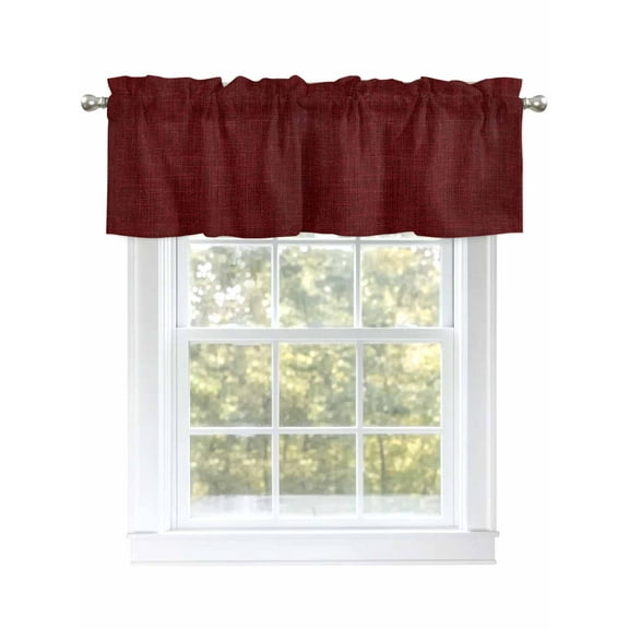 Valances for Windows Wine Red Linen Rod Pocket Cafe Window Treatments Valance Curtains for Kitchen Bathroom Laundry Basement Windows 42"x18"