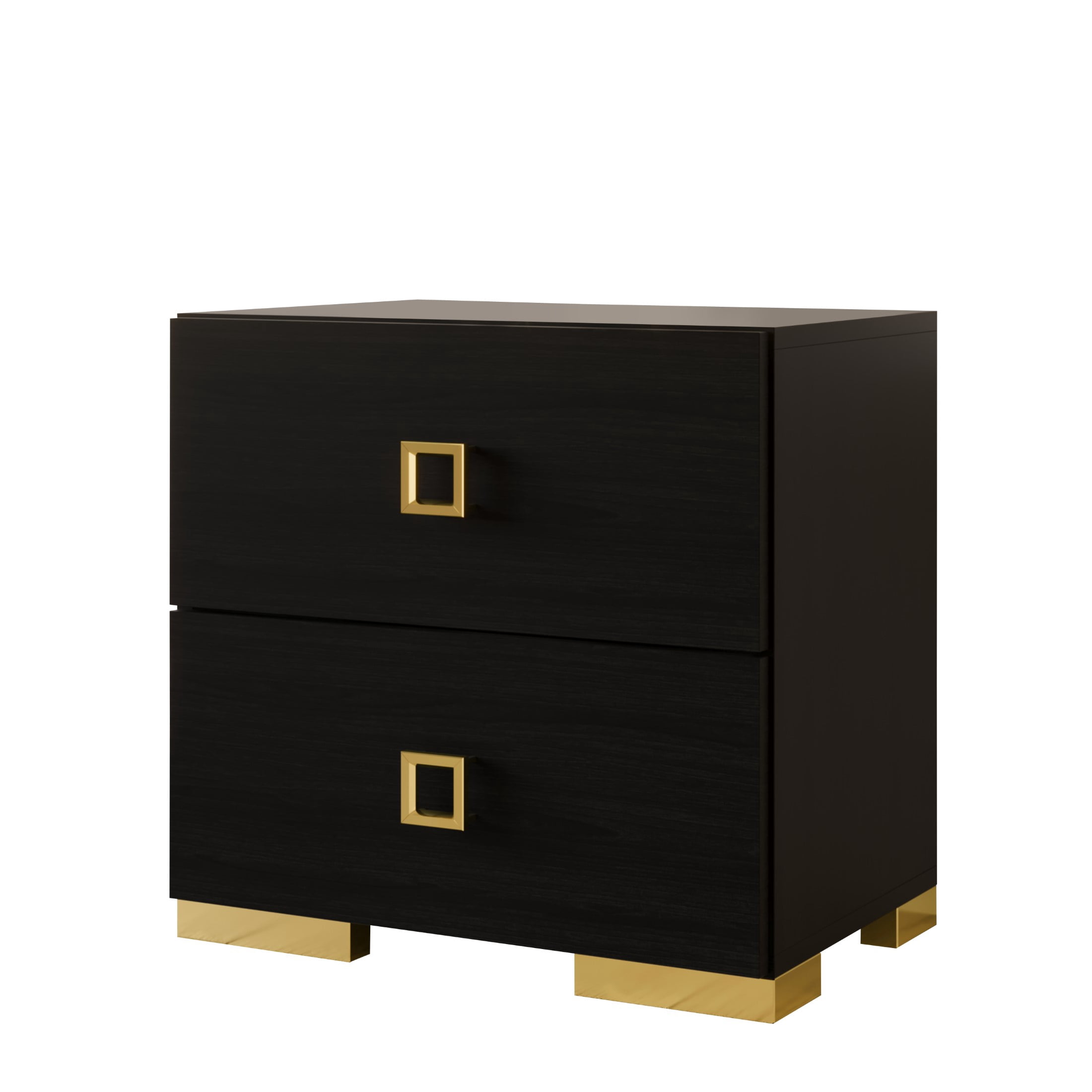 Castle Place Elegant Glow 2 Drawer Nightstand, Black