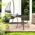 thumbnail image 7 of Outdoor Side Table Patio Wicker Coffee Table Outdoor End Table Rattan Bistro Table with Storage & Poly Lumber Table Top Square for Outside Balcony Porch Poolside Deck Brown, 7 of 7