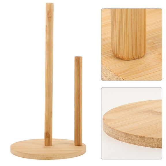 MIPCASE 1Pack Reusable Paper Towel Holder Kitchen Paper Holder Stand Wood Khaki for Countertop Use