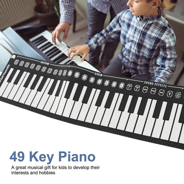 Teclado Portátil 49 Teclas Teclado Electrónico Piano Enrollable Manual Para Niños Principiantes