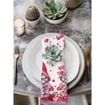 thumbnail image 2 of Valentine's Day Cloth Napkins Set of 4 Reusable Dinner Napkins, Pink Love Gnomes Roses Romantic White Cocktail Napkin Washable Table Napkins for Wedding/Holiday Party/Baby Shower 20"x20", 2 of 7