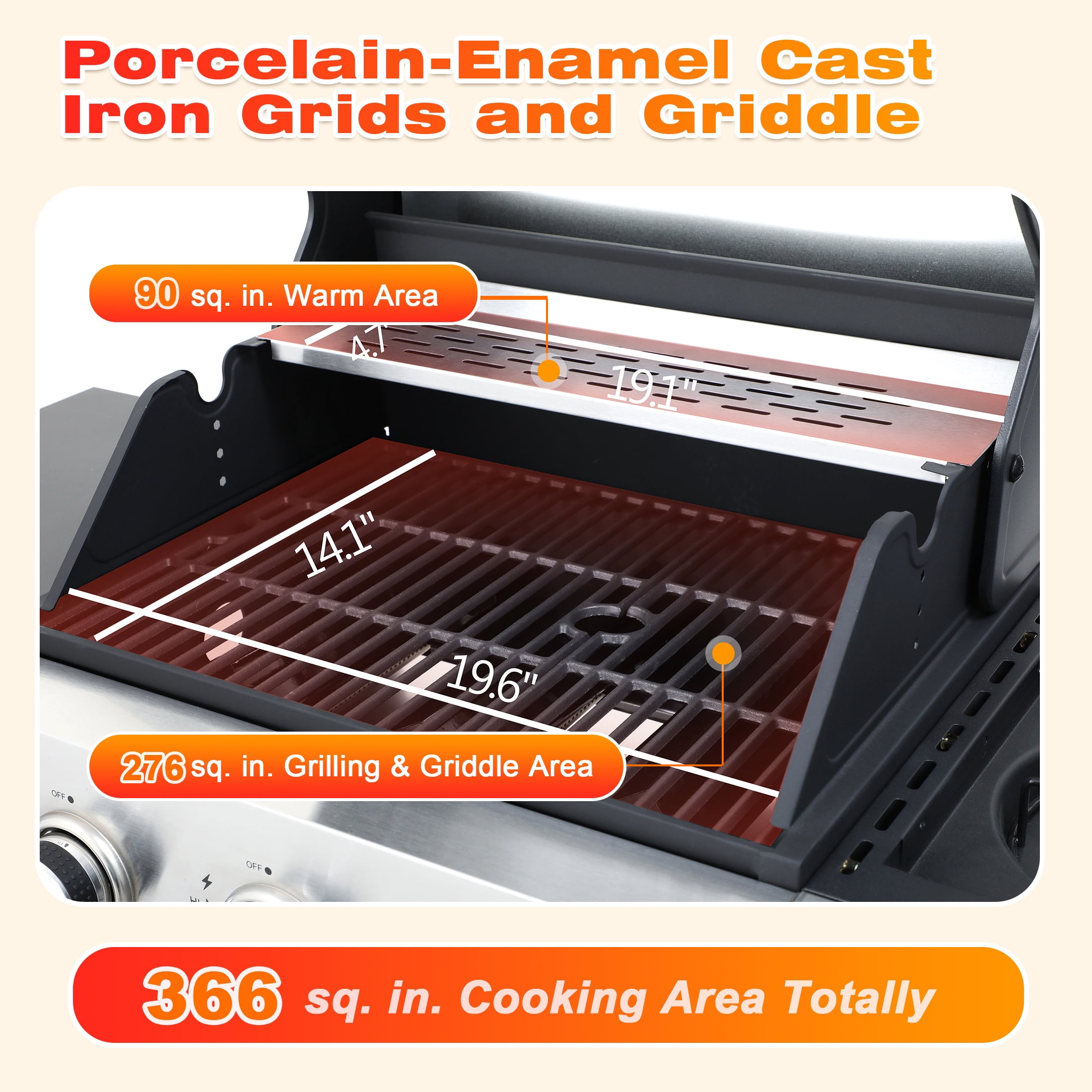 Segmart 3 Burner BBQ Propane Gas Grill with Side Burner, Stainless Steel 40,500 BTU Patio Garden Barbecue Grill with Wheels, and Bottle Opener, Perfect for Camping, Outdoor Cooking