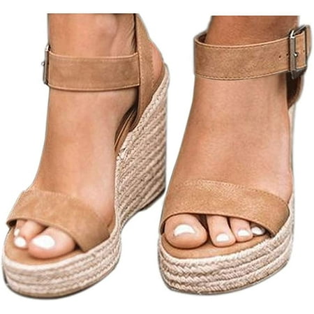 

Women s Platform Sandals Wedge Ankle Strap Open Toe Sandals