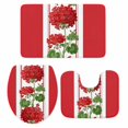 thumbnail image 2 of Spring Summer Floral Bathroom Rugs Set Red Flowers Green Leaf Rustic Farmhouse Non Slip Absorbent Soft Bath Mats 3 Piece Set with Bathroom Rug, U-Shaped Floor Mat, Toilet Seat Cover Large Size, 2 of 9