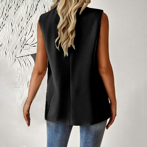 zanvin Fall Coats For Women Clearance,Christmas Gifts,Women's Fashion  Sleeveless Color Casual Jacket Business Small Suit Women Suit Jacket,Black, XL 