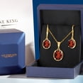 thumbnail image 4 of 18K Yellow Gold Plated Silver Oval Red Garnet Pendant and Earrings Jewelry Set for Women | 7.20 Cttw | Gemstone Birthstone | With 18 inch Chain | Fine Jewelry Gifts for Her Mom Women Wife, 4 of 5