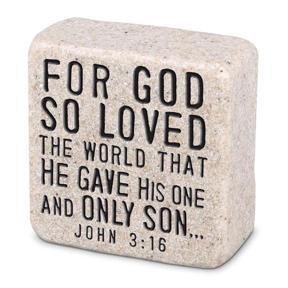 Lighthouse Christian Products 245137 2.25 x 2.25 x 1 in. Plaque - Cast Stone-Scripture Stone-Gods Love