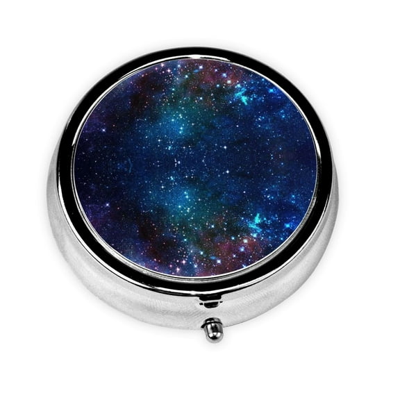 Space Galaxy Round Pill Box Small Pill Case For Purse Pocket Medicine Organizer Travel Pillbox Portable Pill Container
