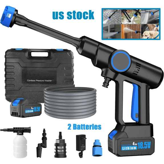 Azzunox 850PSI Cordless Pressure Washer, Portable Power Washer with 6-in-1 Adjustable Nozzle, Power Cleaner with 2 x 4000mAh Powerful Washer Cannon for Cars/Patios