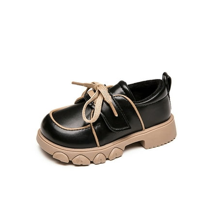 

Rotosw Girls Leather Shoe Casual Fashion Flats Party Non-Slip Lace Up Dress Shoes Black 6.5C