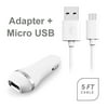 T-Mobile Samsung Galaxy S7 Accessory Kit, 2 in 1 Rapid 2.1 Amp Car Charger Adapter + 5 Feet Fast Micro USB Data Sync and Charging Cable WHITE