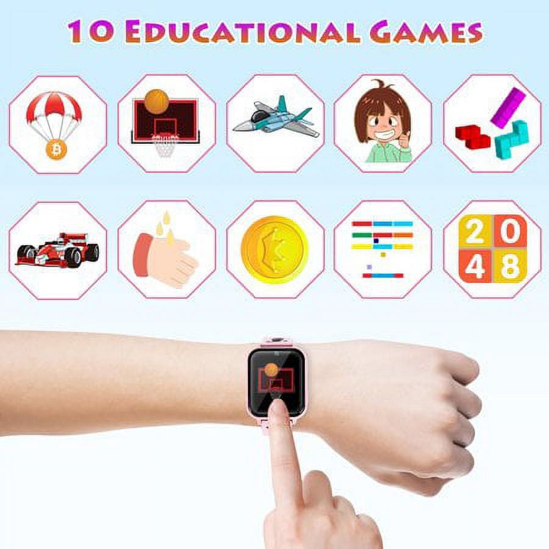 Kids Smart Watch for Boys Girls, Kids Smartwatch with Call SOS 10 Games Camera Music Player Calculator Touch Screen Wristwatch(with 1GB SD Card), Birthday Gift for Kids Aged 4-12 (Pink)