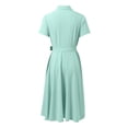 thumbnail image 5 of DHFJKG Summer Dresses For Women Midi Shirt Dress Casual Short Sleeve Button Down Lapel Tie Waist Wedding Guest Dress Versatile Dresses, 5 of 8