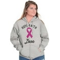 thumbnail image 3 of Hope Faith love Breast Cancer Ribbon Zip Hoodie Sweatshirt Women Brisco Brands L, 3 of 6