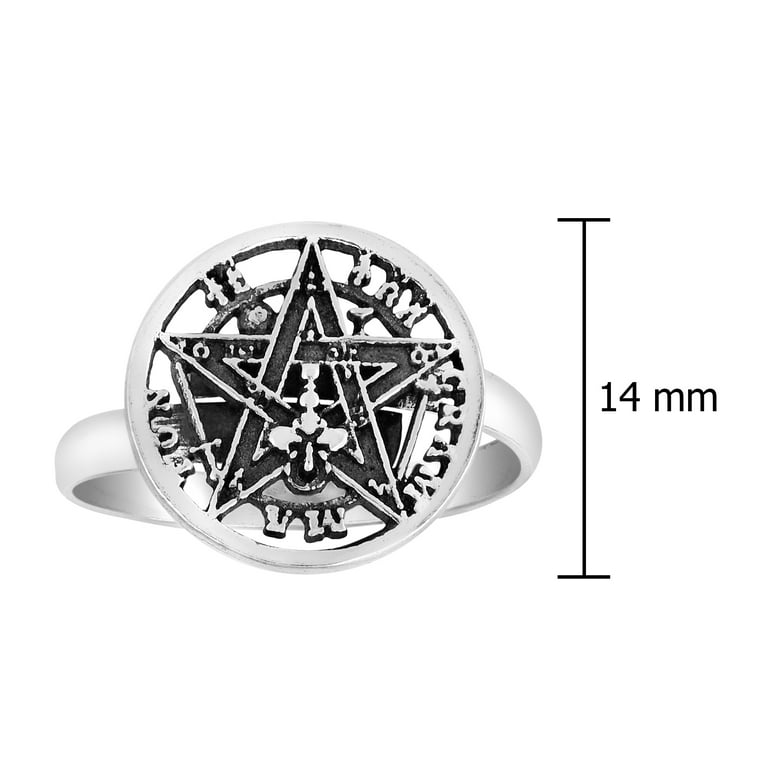 Aeravida Vintage Pentagram Pentacle Round .925 Sterling Silver