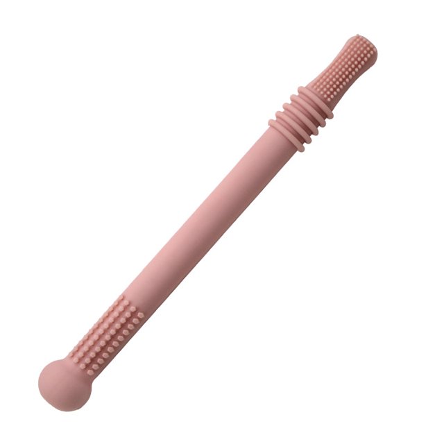 Tubos de mordedor huecos, juguetes de silicona para la dentición del bebé, juguete de paja para masticar para bebés, con un cepillo de limpieza, sin BPA - rosa brillar Electrónica