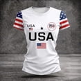 thumbnail image 6 of Evdexr Womens 250th Anniversary Usa Shirts 4th Of July T Shirts Patriotic Short Sleeve Usa Flag Print Tees 1776 2141 Crewneck Casual Plus Size Blouses Army Green L, 6 of 6
