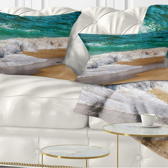 Designart Typical Atlantic Seashore in Summertime - Seashore Throw Pillow - 12x20