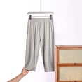 thumbnail image 2 of QIYAGBSA Casual Pants for Women Capri Length Elastic Waist Relaxed Fit Soft Sleepwear Cropped Bottoms for Spring Summer (Gray, 2XL), 2 of 6