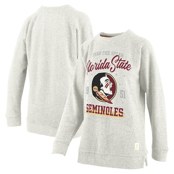Women's Pressbox Oatmeal Florida State Seminoles Plus Size Comfy Cairo Terry Pullover Sweatshirt
