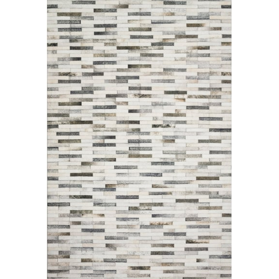 Loloi Maddox Printed Cowhide Patchwork Ivory / Grey Area Rug