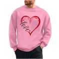 thumbnail image 2 of QUNYINEY Crew Neck Men's Sweatshirts Pink Long Sleeve Valentine's Day Casual Tops Loose Pullover Drop Shoulder Love Heart Sweatshirt, 2 of 6