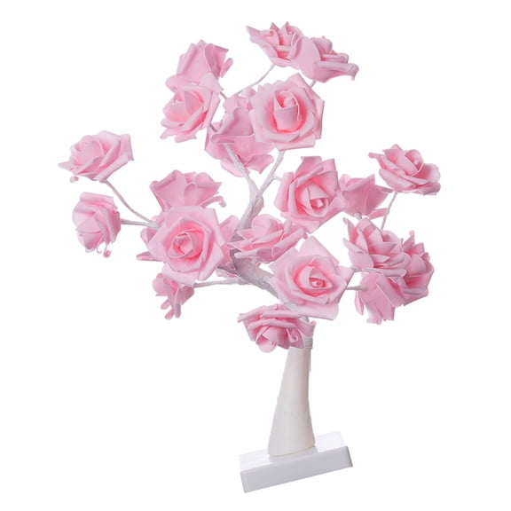 WHAMVOX FRCOLOR LED Rose Tree Lamp with Romantic Flowers 1 Set Pink Blooms Warm White Light for Home Decor Bedside Table Night Lights