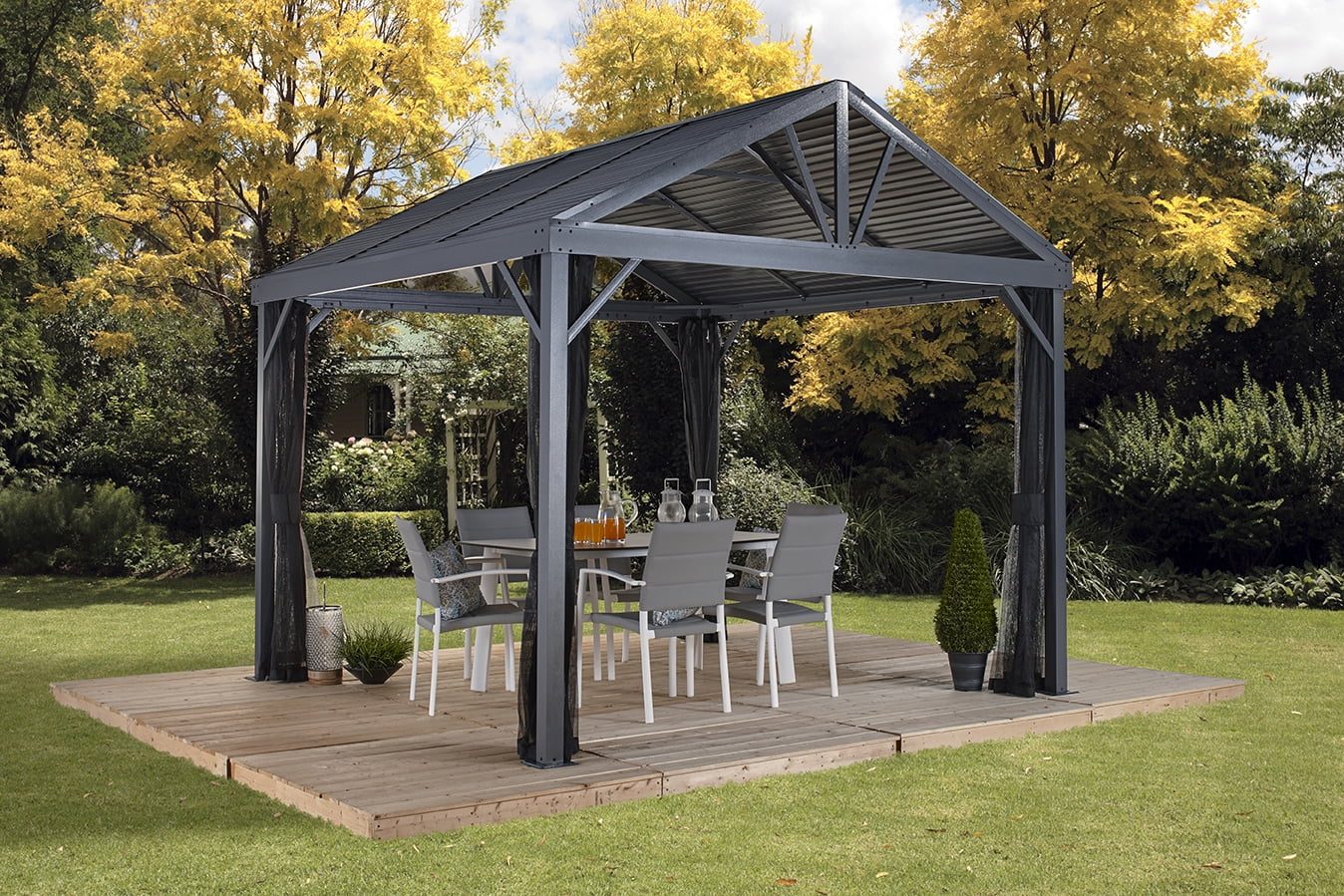 Sojag SANIBEL I 10x10 Gazebo, galvanised steel roof & mosquito netting by SOJAG