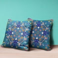 thumbnail image 3 of Paisley Pattern Square Indoor/Outdoor Pillow in Hot Muted Blue Gold 18x18, 3 of 5