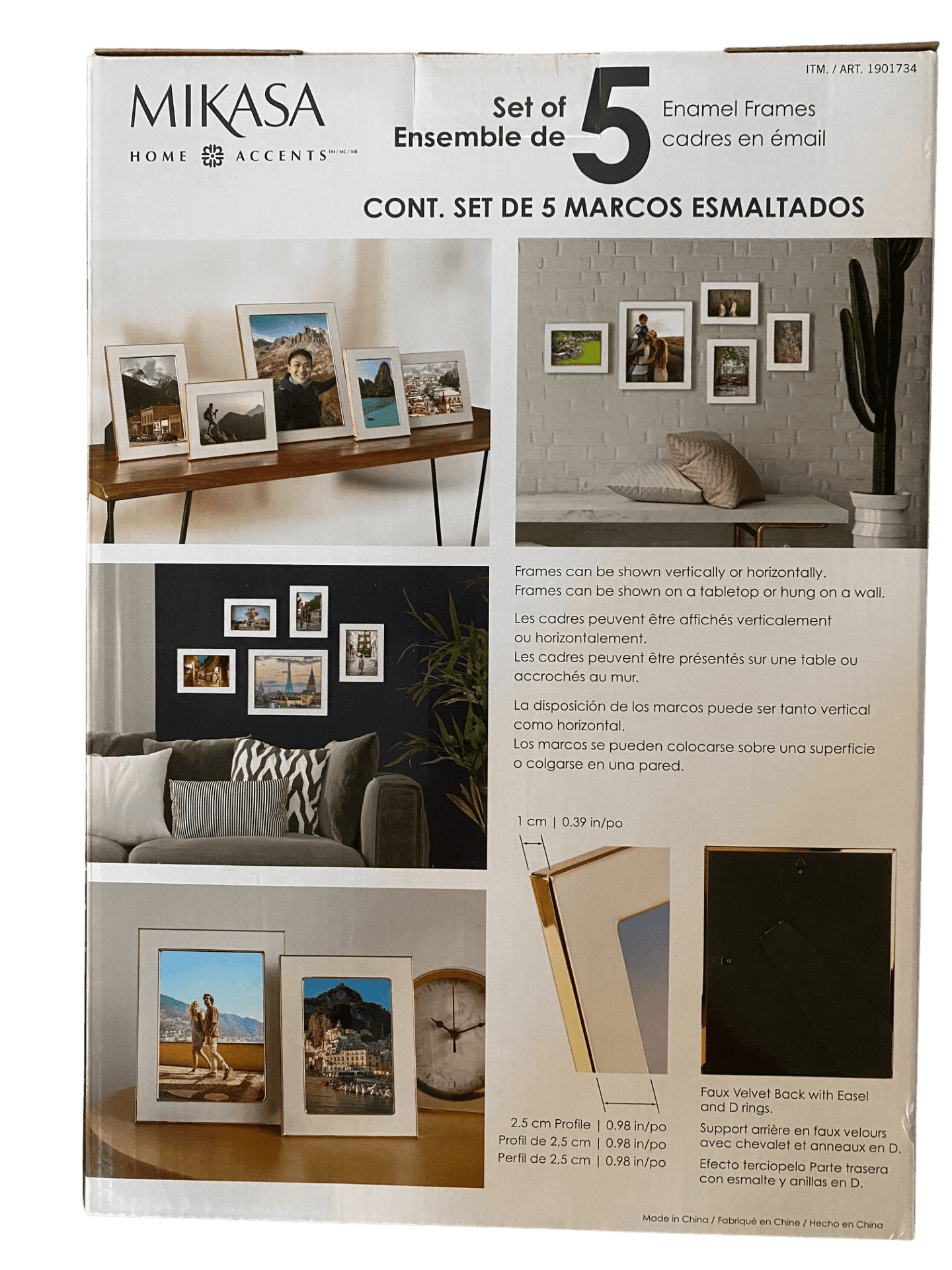 Mikasa Enamel Picture Frame Set of 5, White/Gold, 8x10, 5x7, 4x6