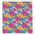 thumbnail image 2 of Bird Shower Curtain, Spring Peony Blossoms Leaves Print in Vibrant Colors, Fabric Bathroom Set with Hooks, 69W X 84L Inches Extra Long, Pink Dark Seafoam Earth Yellow Pale Sky Blue, by Ambesonne, 2 of 2