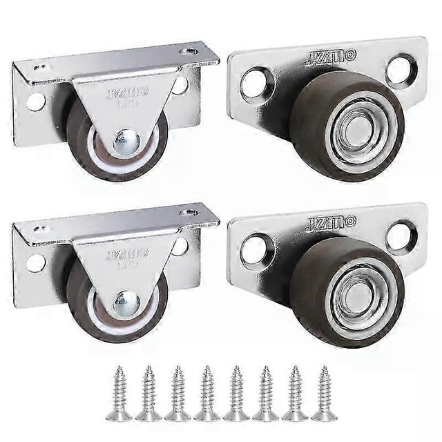 4Pcs Silent Rubber Casters Drawer Wheels for Furniture Kitchen Cabinet Table of Side Installation Low Profile Replace wheel