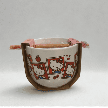 Hello Kitty Rice Bowl with Chopsticks – Cute Disney Ceramic Set