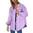 thumbnail image 2 of TrendOFT Womens Denim Jacket Basic Button Down Stretch Fitted Long Sleeves Jean Jacket Light Purple XL, 2 of 9