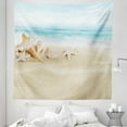 thumbnail image 1 of Beach Tapestry, Soft Colored Composition with Seashells Starfish Sandy Coast Blurru Sea, Fabric Wall Hanging Decor for Bedroom Living Room Dorm, 5 Sizes, Beige Seafoam Baby Blue, by Ambesonne, 1 of 1