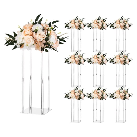 VEVOR Wedding Flower Stand, 10PCS 19.69-inch Column Flower Stand, Floral Stands with Acrylic Laminate, Cylindrical Cubic Floral Display Rack for Wedding, Party, Birthday, Home, Centerpiece Stands