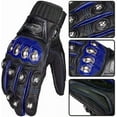 thumbnail image 2 of ILM Alloy Steel Leather Hard Knuckle Touchscreen Motorcycle Bicycle Motorbike Powersports Racing Gloves (XXL, (LEATHER) BLUE), 2 of 6