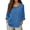 V37 Blue, variant on Tops For Women Lightweight Solid Color Crew Neck Long Sleeve Side Button Fashionable Tee Black 2Xl