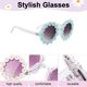 thumbnail image 3 of Gafas de sol retro de margaritas para mujer, gafas de sol redondas de flores para festivales de discoteca, 3 of 5