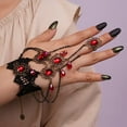 thumbnail image 2 of Gothic Lace Bracelet with Finger Ring Rose Flower Bracelet Lolita Costume Party Hand Chain for Women, 2 of 5
