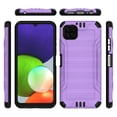 thumbnail image 2 of Kaleidio Case For Samsung Galaxy A22 5G, Boost Celero 5G [Combat Armor] Brushed Metallic Impact [Shockproof] Protector Hybrid Cover [Purple/Black], 2 of 5