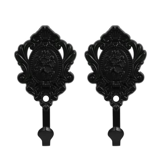 TABLZONE 2Pcs Vintage Metal Coat Rack Wall Hooks Black Zinc Alloy for Entryway